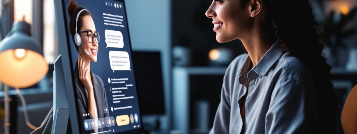 Bilgisayar ekranında bir yapay zeka terapi sohbet robotuyla konuşan bir kişi; dijital ruh sağlığının erişilebilirliğini gösteriyor.